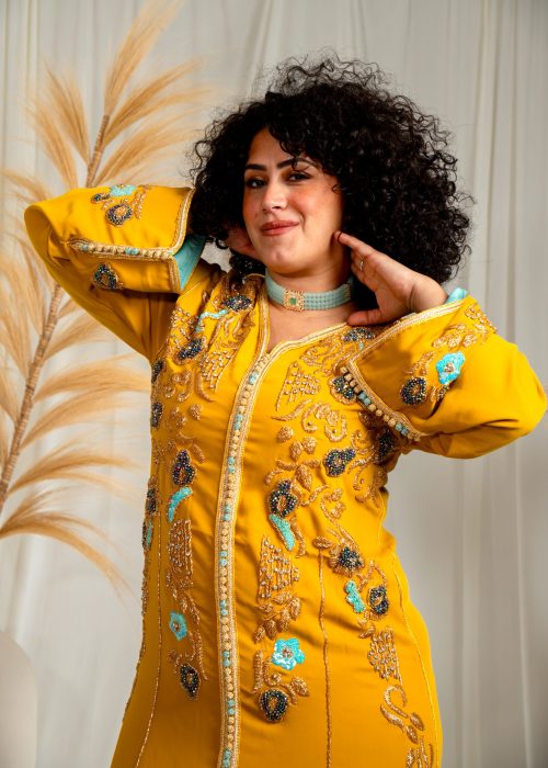 Alternative view of Caftan PERLE moutarde
