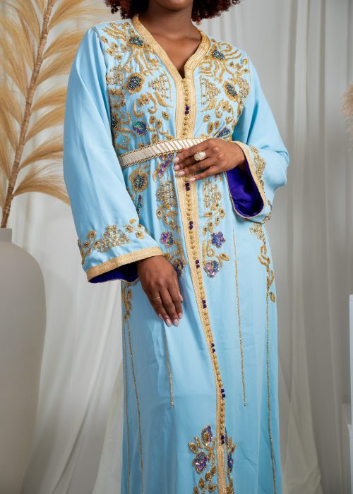 Alternative view of Caftan PERLE bleu ciel