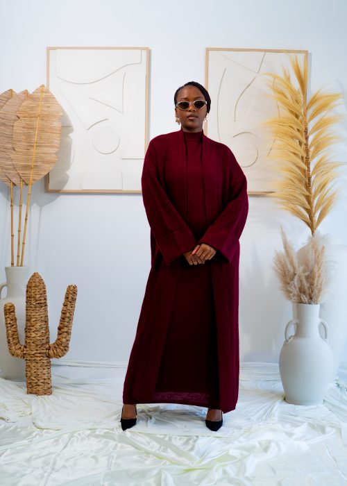 Set 2 pièces - Ensemble robe fluide, gilet – Bordeaux